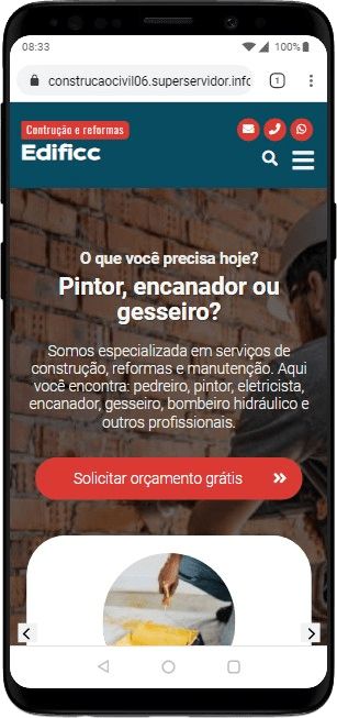 Modelo de site para empresa de reforma e manutenção ou profissional pintor, encanador e marceneiro